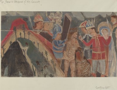 Station van het Kruis nr. 10: Jezus wordt van Zijn Kleren Ontdaan, ca. 1936 door Geoffrey Holt