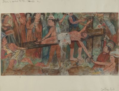 Station van het Kruis nr. 11: Jezus wordt aan het kruis genageld, ca. 1936 door Geoffrey Holt