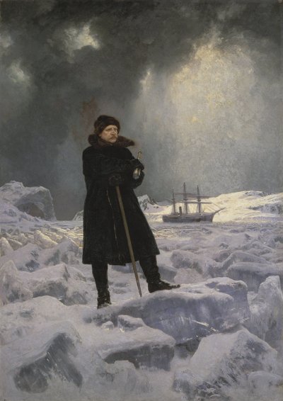 Portret van de Arctische ontdekkingsreiziger Baron Adolf Erik Nordenskioeld door Georg  Rosen