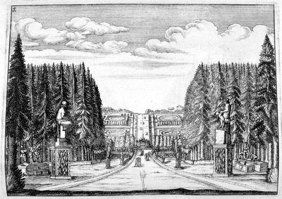 Kasteel en tuinontwerp, 1664 door Georg Andreas Bockler
