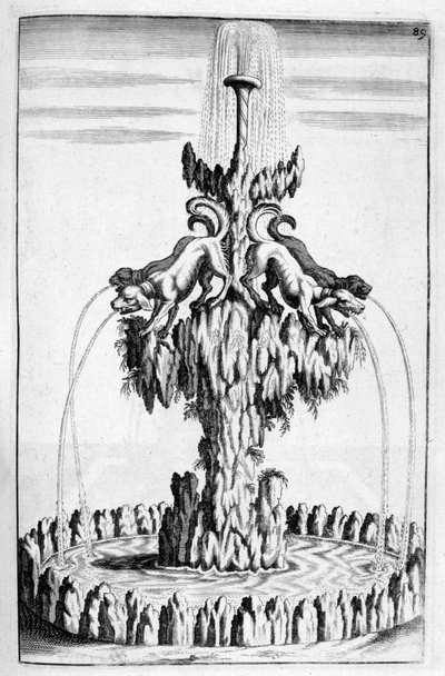 Fontein met hondontwerp, 1664 door Georg Andreas Bockler
