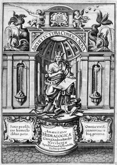 Voorpagina van Architectura Curiosa Nova door Georg Andreas Bockler
