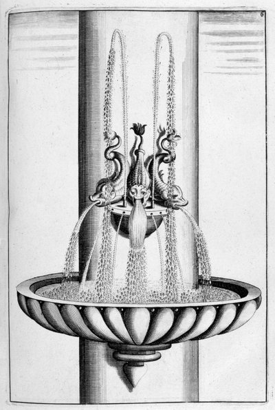 Ontwerp van een sierfontein door Georg Andreas Bockler