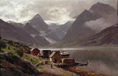 Fjærlands fjord gezien vanaf Mundal door Georg Anton Rasmussen