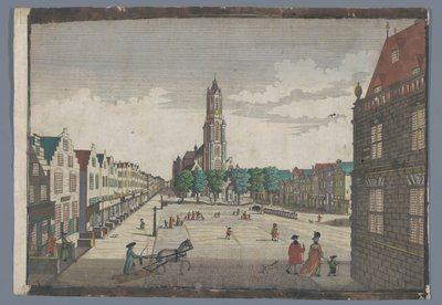 Gezicht op de Nieuwe Kerk te Delft door Georg Balthasar Probst (possibly)