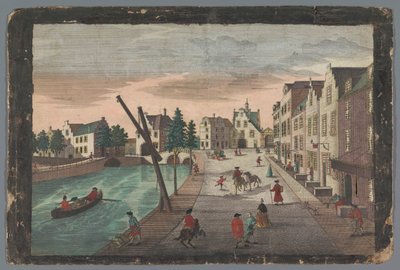 Gezicht op de Rotterdamse Poort en de Ketelpoort te Delft door Georg Balthasar Probst (possibly)