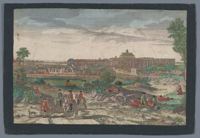 Gezicht op de stad en het Paleis van Versailles door Georg Balthasar Probst (possibly)