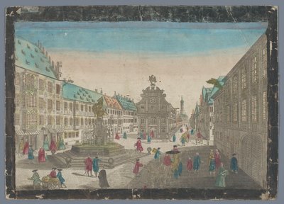 Gezicht op de wijnmarkt te Augsburg door Georg Balthasar Probst (possibly)