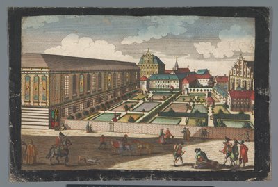 Gezicht op het Koninklijk Paleis en het klooster van de minderbroeders kapucijnen te Wroclaw door Georg Balthasar Probst (possibly)