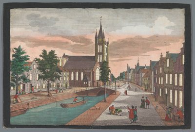 Gezicht op de Oude Kerk te Delft door Georg Balthasar Probst
