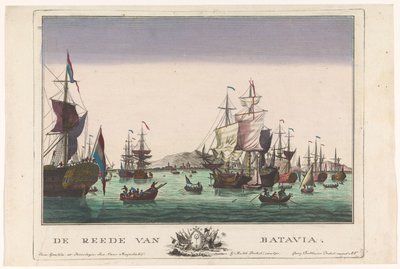 Gezicht op de haven te Batavia door Georg Balthasar Probst