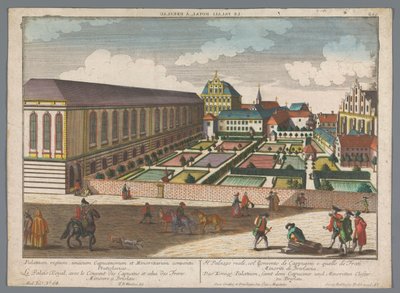 Gezicht op het Koninklijk Paleis en het klooster van de minderbroeders kapucijnen te Wroclaw door Georg Balthasar Probst
