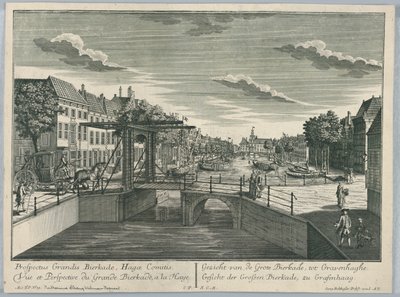 Kijkdoos, uitzicht op de Grote Bierkade, Den Haag door Georg Balthasar Probst