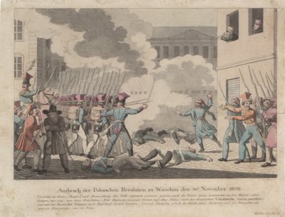 Uitbraak van de Poolse Revolutie in Warschau in november 1830 door Georg Benedikt Wunder