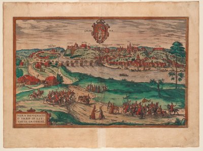 Grodno Uit: Civitates orbis terrarium, 1577 door Georg Braun und Franz Hogenberg