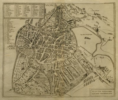 Kaart van Vicenza, illustratie uit 