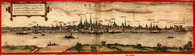 Uitzicht op Mainz, 1572 door Georg Braun und Franz Hogenberg