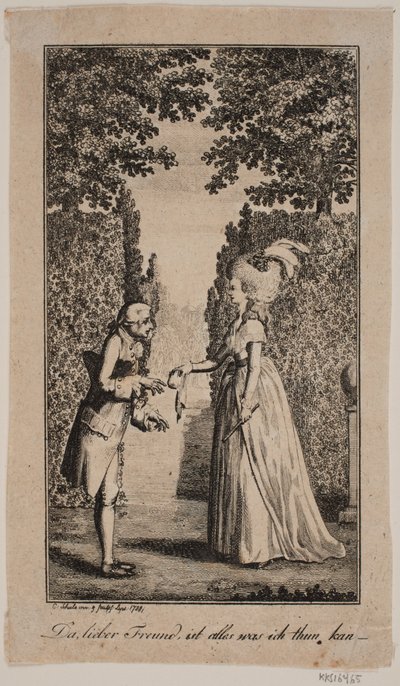 Illustratie met dame en heer in een park door Georg Christian Schule
