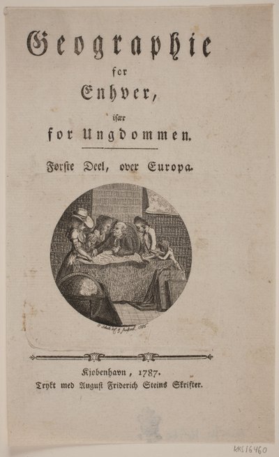 Titelblad met vignet voor "Geografie voor Iedereen" door Georg Christian Schule