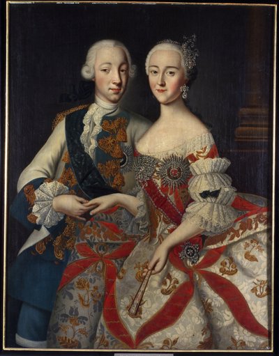 Portret van groothertog Piotr Fiodorovitsj (Peter II van Rusland) door Georg Christoph Grooth
