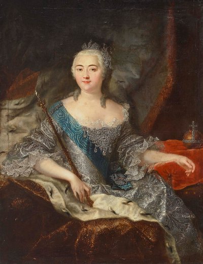 Portret van keizerin Elizabeth van Rusland door Georg Christoph Grooth