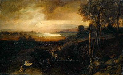 Een Rivierlandschap voor een Onweersbui door Georg Cornicelius