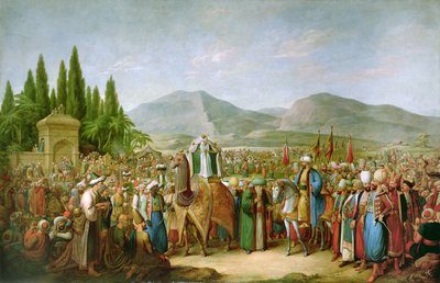 Emir Bechir Shihab II, heerser van Libanon, brengt eerbetoon aan Ibrahim Pasha, voor St Jean d