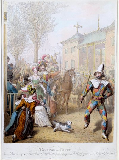 Le Mardi Gras op de Boulevard des Italians in Parijs door Georg Emanuel Opitz