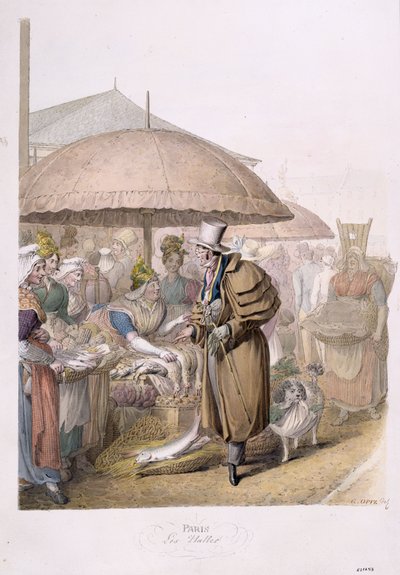 De markten bij Les Halles, 1831 door Georg Emanuel Opitz