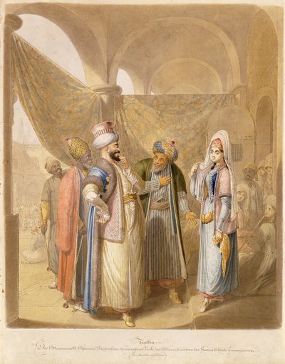 De slavenmarkt, 1824 door Georg Emanuel Opitz
