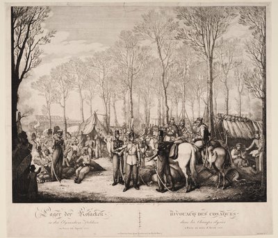 Bivak van de Kozakken op de Avenue des Champs-Elysées in Parijs in april 1814, 1814 door Georg Emanuel Opiz