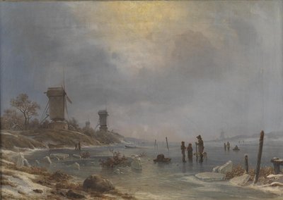 Een winterdag bij de Elbe door Georg Emil Libert