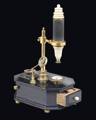 Samengestelde doos-type microscoop, ca. 1775 door Georg Friedrich Brander