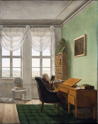 Duits:  Reinhards Studierstube De studeerkamer van kappelaan Reinhard door Georg Friedrich Kersting