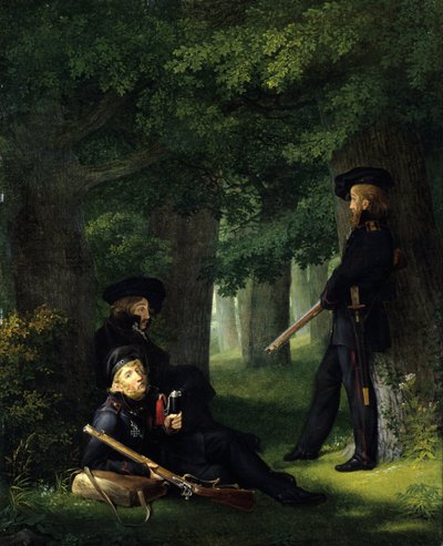 Duits: Theodor Körner, Friedrich Friesen en Heinrich Hartmann over Buitenpost In de Buitenpost door Georg Friedrich Kersting