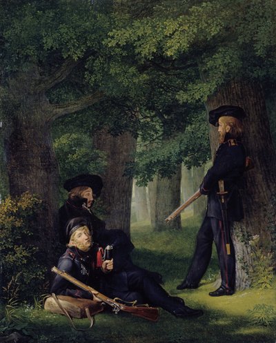 Duits: Theodor Körner, Friedrich Friesen en Heinrich Hartmann over voorpost op voorpost door Georg Friedrich Kersting