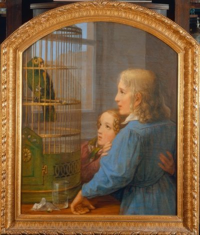 Twee Kinderen voor een Papegaaienkooi door Georg Friedrich Kersting