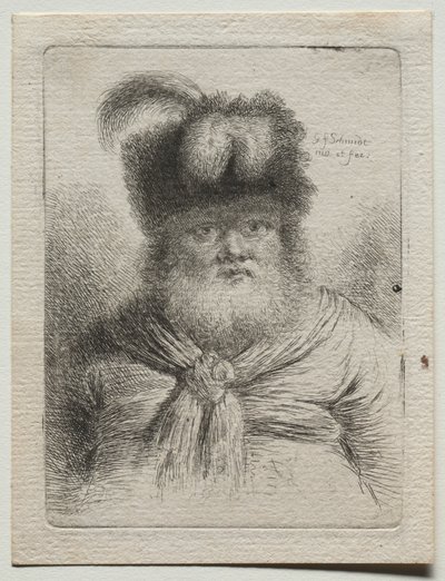 Oude Man met een Bontmuts door Georg Friedrich Schmidt