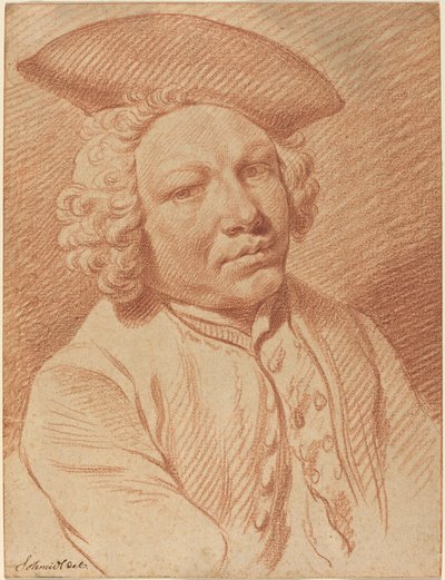 Portret van een Man met een Driekantige Hoed door Georg Friedrich Schmidt