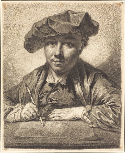 Zelfportret, Tekening door Georg Friedrich Schmidt