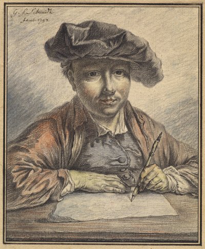 Zelfportret aan het Schetsen door Georg Friedrich Schmidt