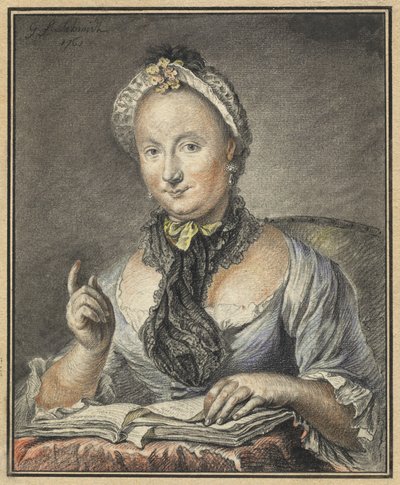 De Vrouw van de Kunstenaar met een Boek door Georg Friedrich Schmidt