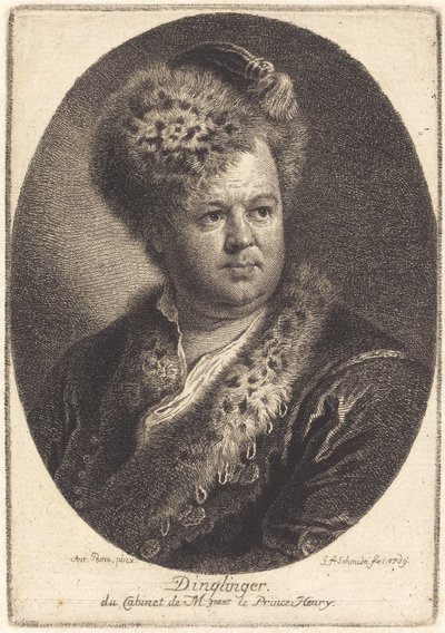 Johann Melchior Dinglinger door Georg Friedrich Schmidt after Antoine Pesne