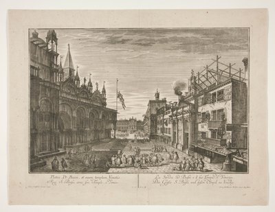 De straat Saint Bassi en zijn tempel in Venetië door Georg Gottfried Winckler