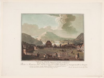 Uitzicht op een plein in de stad Bergen door Georg Haas