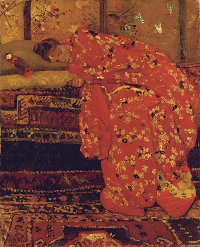 Meisje in een rode kimono door Georg Hendrik Breitner