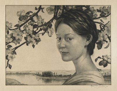 Meisje met bloemen door Georg Jahn