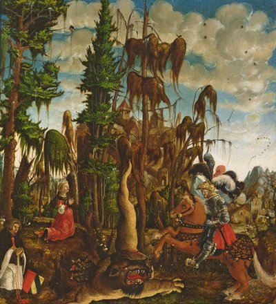 St. George redt de prinses van de draak, 1520 door Georg Lemberger