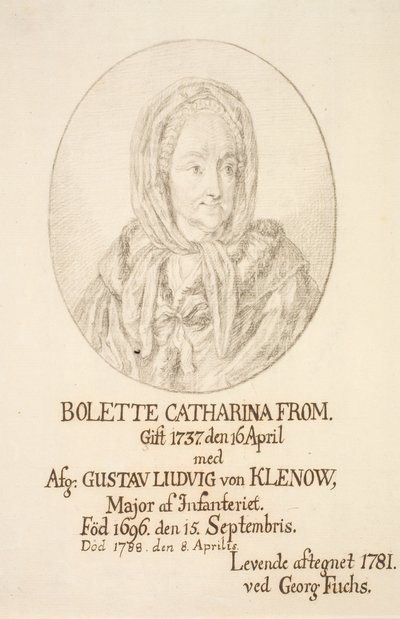 Portret van Bolette Catharina From door Georg Mathias Fuchs