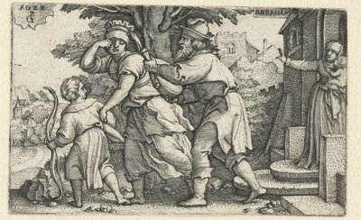 Abraham verdrijft Hagar en Ismaël door Georg Pencz